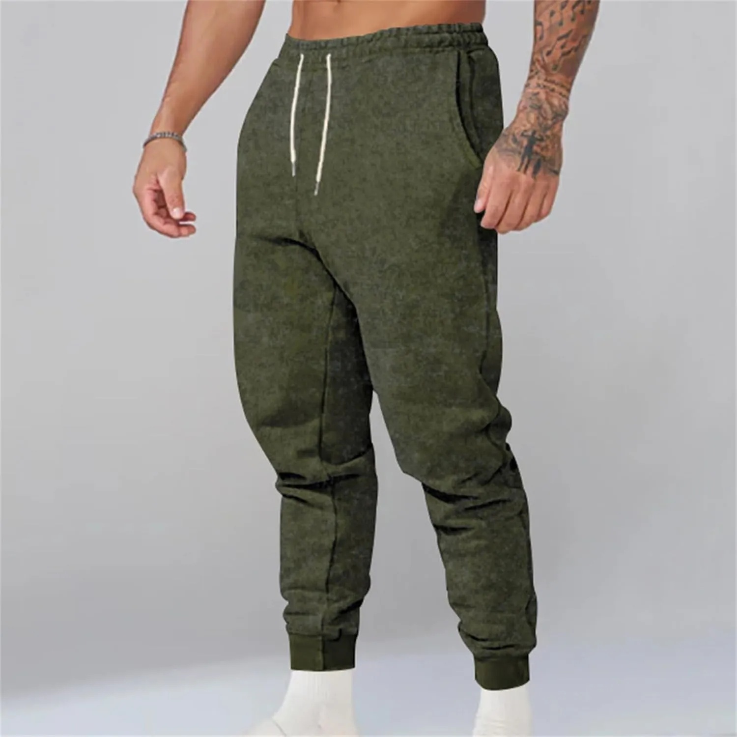 Casual Pants for Men Sports Wide Tube Leg Pants Elastic Mens Pants Slim Fit Spring Autumn