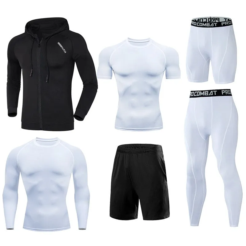 Men Running Jogging Training Clothes Sets Football Basketball Cycling Fitness Sport Wear Kits Teenager Compression Sportswear