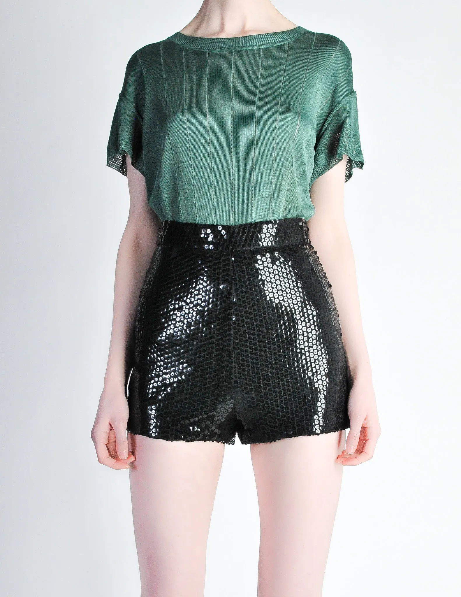 Vintage 1970s Black Sequin Hot Pant Shorts