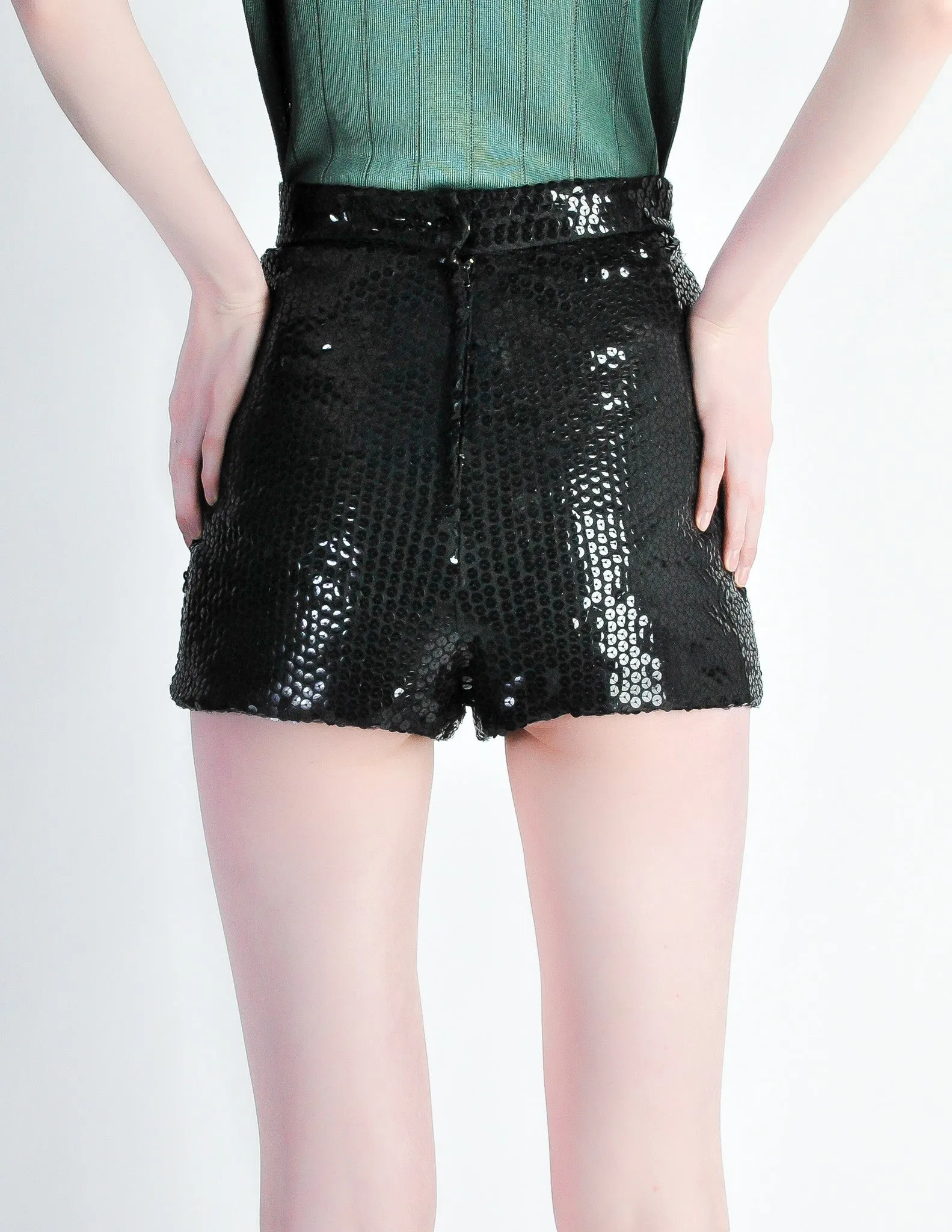 Vintage 1970s Black Sequin Hot Pant Shorts