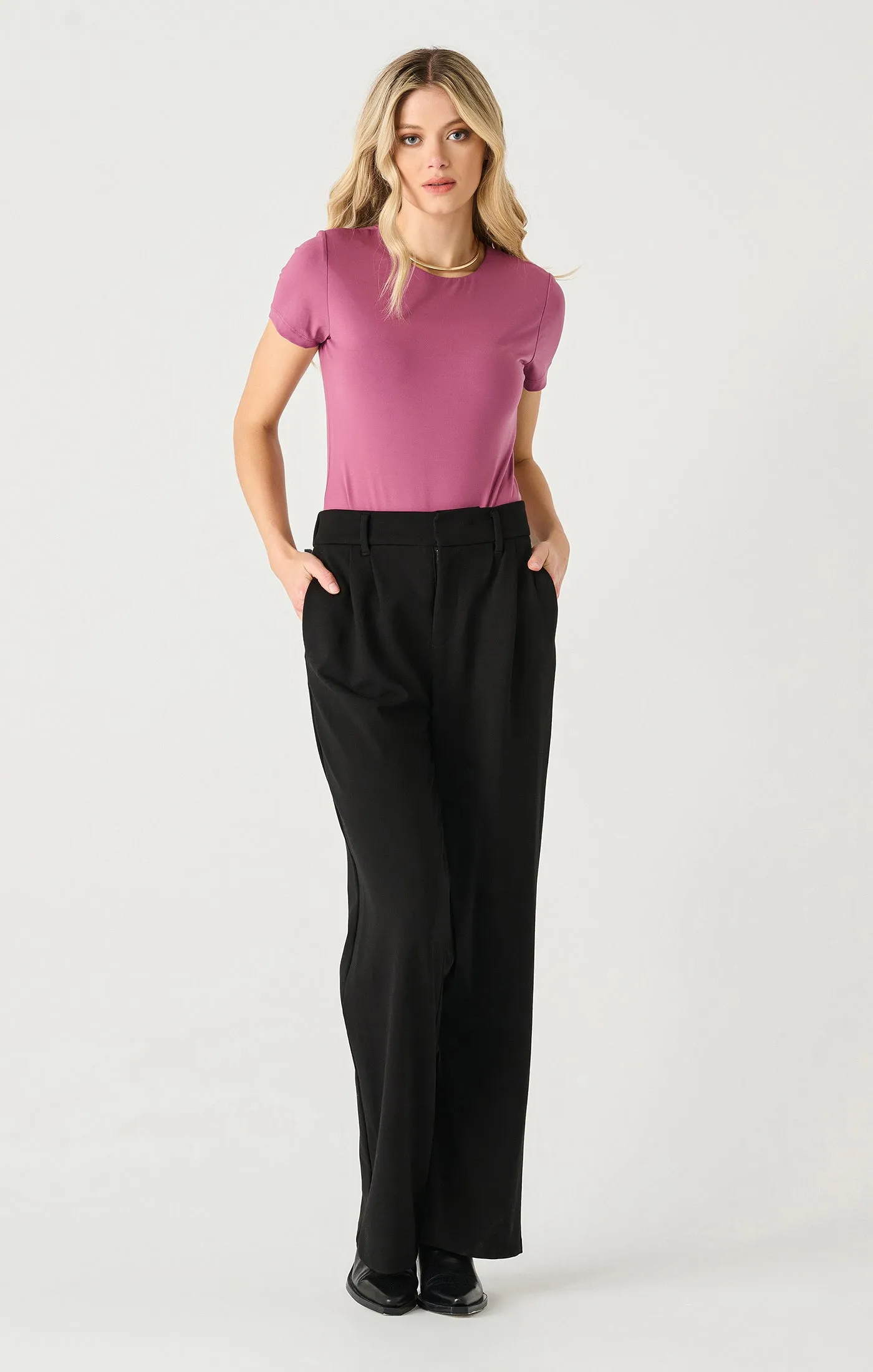 Wide Leg Ponte Knit Trouser